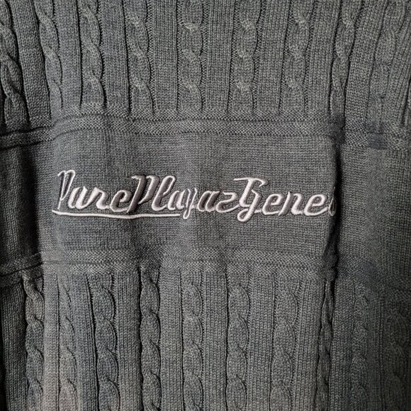 VTG Pure Playaz Mens Gray Y2K Hip Hop Spellout Cable Knit Turtleneck Sweater L - Picture 7 of 9